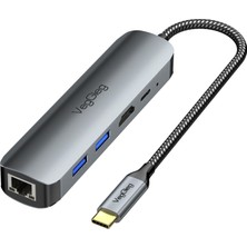 Odea Veggieg Type-C Pd 100W 5 Portlu 4K 60Hz HDMI Gigabit Ethernet USB 3.0 Çoklayıcı Hub