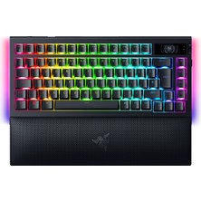 Odea Razer Blackwidow V4 Pro%75 - Kablosuz, Çalışırken Değiştirilebilir Oyun Klavyesi - OLED Ekran (Komut Kadranı, 4K Hz ve Bluetooth Bağlantısı) Us-Iso Düzeni | Siyah