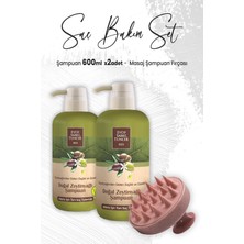 Odea Eyüp Sabri Tuncer Zeytinyağlı Şampuan 600 ml x 2 Adet ve Masaj Şampuan Fırçası Pembe