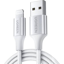 Odea Ugreen, Mfi Lisansli Usb-A & Lightning Örgülü Data ve Şarj Kablosu, 2 Metre, Beyaz