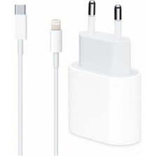 Odea Apple iPhone Uyumlu 20W Usb-C Güç Adaptörü + Usb-C Lightning Şarj Kablosu Seti 11 12 Pro Max Beyaz