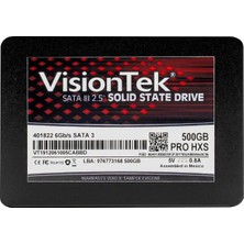 Odea Visiontek 500 GB Pro Hxs 7 mm 2,5 Inç Sata Iıı Dahili Katı Hal Sürücüsü Masaüstü Bilgisayarlar, Dizüstü Bilgisayarlar ve Mac Sistemleri Için 3D Tlc Nand Teknolojisine Sahip (901310)