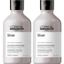 Odea Loreal Professionnel Paris Serie Expert Silver Çok Açık Sarı, Gri ve Beyaz Saçlar Için Renk Dengeleyici Mor Şampuan 2 Adet