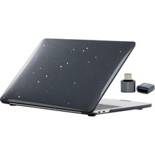 Odea Mcstorey MacBook Air 13.6 Inç Simli Kristal Parlak Kılıf A2681 A3113 A3240 A3449 M2 M3 M4 M5 Uyumlu Sert Kapak Hard Case Siyah