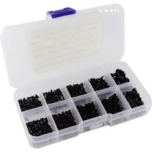 Odea Lunatic Htf 500 Adet Mini Km Vida Seti M2/M2,5/M3MM Siyah Yıldız Kafa 50 Şer Adet 10 Çeşit Şeffaf Çantada