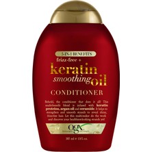 Odea Ogx Frizz-Free + Keratin Pürüzsüz Yağ Kremi, 5'i 1 Arada, Kıvrımlı Saçlar Için, Parlak Saç, Kırmızı