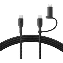 Odea Belkin 2-In-1 Charging Cable With Usb-C & Lightning Connector - Braided Fast-Charging Cable, Usb-C To Usb-C & Lightning Charger Cord, Multi-Charging Combo For Apple Iphone, Ipad, Samsung, More - Black