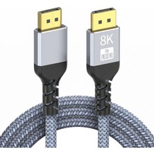 Odea Furalis 8k Displayport Kablosu Dp 1.4 (1.5 Metre) - 8k 60Hz / 4K 144Hz / 2k 165Hz - HDR10, 3d, Ses+Görüntü - Alüminyum Gövdeli ve Örgülü Gaming Monitör Kablosu