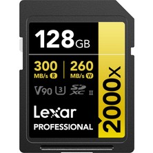 Odea Lexar Profesyonel 2000X 128GB Sdxc Uhs-Iı Kart, 300MB/S'YE Kadar Okuma, Dslr, Sinema Kalitesinde Video Kameralar (LSD2000128G-BNNNU)