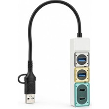 Odea Coverzone USB 3.2 Gen 1 Hub, 2 Usb-A ve 2 Usb-C Portlu Çoklayıcı, 5 Gbps Super Speed Veri Aktarımı, Usb-A ve Type-C 2’si 1 Arada Kablo, Windows Mac Android Pad Uyumlu | TU-5G01