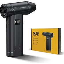 Odea Turbo Jet Fan X9 - Çok Amaçlı Yüksek Güçlü El Fanı - 5 Kademeli Hız Ayarı, Usb-C Şarjlı, LED Aydınlatma - Bilgisayar Toz Temizleme, Mangal Yakma ve Dış Mekan Için Güçlü Hava Üfleyici (X9)