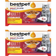 Odea Bestpets Sığır Etli ve Tavuk Etli Pouch Yetişkin Kedi Konservesi 5X85 gr 2’li Paket
