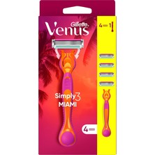 Odea Gillette Simply Venus 3 Miami Tıraş Makinesi Gövdesi + 4 Bıçak