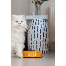 Odea Emaye Kedi Köpek Mama ve Su Kabı Pati Desen Mustard