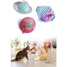 Odea Buffer Yaylı Metal Fareli Kafes Kedi Oyun Topu Sıçrayan Spiral Kedi Topu