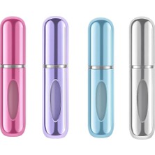 Odea Adaptoll Mini Doldurulabilir Parfüm Şişesi – Taşınabilir Seyahat Boy Atomizer Cep Sprey Seti, Pompalı Dolum Kabı, Kompakt, Sızdırmaz ve Dayanıklı Tasarım (Modern, 4 Adet-Pembe, Lila, Açık Mavi, Gümüş)