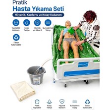 Odea Pratik Hasta Yıkama Seti - Yatakta Yatalak Hasta Banyo ve Temizlik Havuzu, Su Geçirmez Çarşaf ve Kolay Tahliye Hortumlu Medikal Bakım Seti