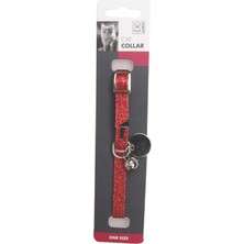 Odea M-Pets Glıtter Simli Zilli Kedi Boyun Tasması Silver/red