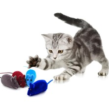 Odea Aee® 4'lü Set Sesli Fare Kedi Oyuncağı Renkli ve Eğlenceli Kedi Av Oyuncakları