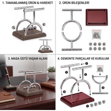 Odea Newton Sarkaç Metal Denge Topları Masa Üstü Dekor Orta Boy