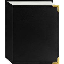 Odea Pioneer Photo Albums Foto Albüm 100-POCKET Siyah Dikişli Suni Deri Cover Pirinç Köşe Akzente Fotoğraf Albümü, 4/6
