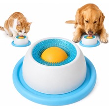 Odea Madpet Kedi Kreması Yalama Oyuncağı Mavi, Döner Toplu Sıvı Ödül Mama Kabı, Kedi ve Köpek Için Yavaş Besleyici Slow Feeder, Kaymaz Tabanlı Interaktif Yalama Kasesi