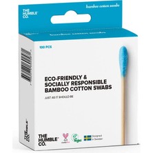 Odea The Humble Co. - Humble Brush Cotton Swabs - Blue, Bambu Kulak Çubuğu Mavi, Çevre Dostu Pamuklu Kulak Çubukları, Plastik Içermeyen Ambalaj, Doğal Renkli Pamuktan Kulak Çubukları
