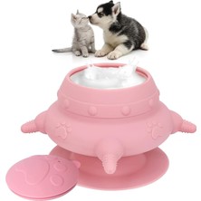 Odea Aputue Yavru Köpek Mama Kabı, 240ML Silikon Kedi Süt Besleyici ve 5 Emzikli Evcil Hayvan Besleme Ünitesi, Vantuzlu Taban Tasarımı ile Tavşan ve Yavru Kediler Için Ideal Bakım Seti, Pembe