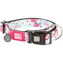 Odea Max & Molly Urban Pets Original Serisi Akıllı Künyeli Köpek Boyun Tasması (M, Kiraz Çiçeği)
