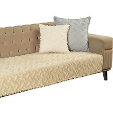 Odea Latuda Home Ponela Bohem Ponponlu Koltuk Örtüsü 90X200 cm Sadece Oturma Alanı (1 Adet)- Bej