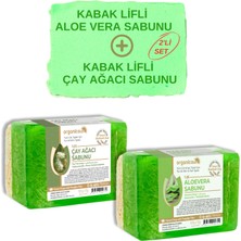 Odea Organicsun 2'li Set Doğal Kabak Lifli Aloe Vera Sabunu ve Kabak Lifli Çay Ağacı Sabunu