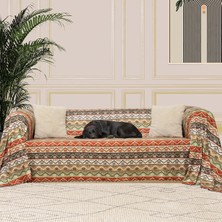 Odea Latuda Concept Softmicro Boho Etnik Desenli Mikrofiber Koltuk Örtüsü ve Şalı, Kaymaz 180X220 cm