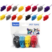 Odea Madpet Kedi Oyuncağı Sesli Fare – Basınca Ses Çıkaran Plastik & Kumaş Oyuncak – Kediler Için Avcılık ve Zeka Oyunu – Karışık Renk – 4’lü Set (1 Paket)
