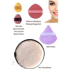 Odea Yüz Makyaj ve Temizleme Sünger Seti 5'li, Islatınca Büyüyen Makyaj Süngeri, Pudra Pufu, Göz Altı ve Eyeliner Süngeri, Fondöten Bb cc Krem Likit Makyaj Uygulama Seti