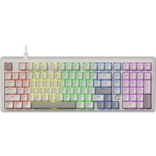 Odea Coverzone Kablolu Mekanik Oyun Klavyesi - Rainbow Aydınlatma - Hot Swap | Ajazz AK980 Krem - Red Switch