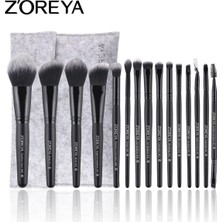 Odea Z'oreya 15 Parça Pro Makyaj Fırça Seti, Sentetik Kıl, Siyah, Keçe Çanta