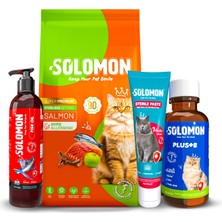 Odea Mega Kısırlaştırılmış Kedi Mama Seti - 9 kg Somonlu Kısırlaştırılmış Kedi Mama - Sterile Paste - Fish Oil - Solomon Plus B Damla