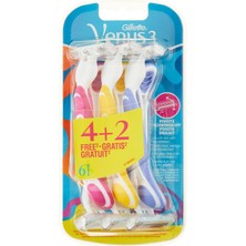Odea Venus Gilette Simply Venus3 Tek Kullanımlık Kadın Tıraş Makinesi, Çok Renkli, 6 Adet