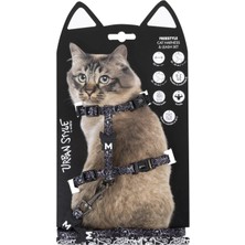 Odea M-Pets Urban Style Freestyle Siyah/beyaz Kedi Göğüs Tasması Set