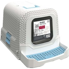 Odea M-Pets Suez Rattan Kapalı Kedi Tuvaleti White/blue 69X42X41CM