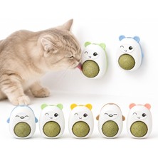 Odea Sogud Kedi Nanesi Oyuncağı 2 Adet - Duvara Yapışan 360° Dönen Catnip Topu - Kapaklı Kedi Otu Yalama Topu - Sevimli Hayvan Tasarımlı Interaktif Kedi Oyuncağı - Stok Durumuna Göre Renk Gönderilir