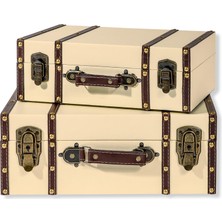 Odea Trademark Innovations Dekoratif Bavul - Vintage Tarz, 2'li Set