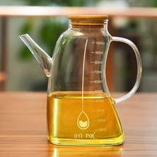 Odea Deconox 1000ML Bambu Kapaklı Cam Yağlık ve Sirkelik – Dayanıklı ve Şeffaf Sıvı & Mutfak Için Hassas Sıvı Ölçüm ve Saklama Çözümü 1000ML - Cam Sürahi Sıvı Ölçü Kabı