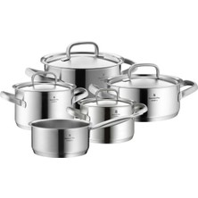 Odea Wmf Gourmet Plus 5 Parça Tencere Seti, Indüksiyon Uyumlu, Metal Kapaklı, Cromargan® Yüksek Kaliteli Mat Paslanmaz Çelik, Kaplamasız, Iç Ölçü Skalalı