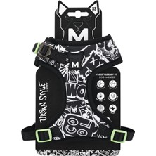 Odea M-Pets Urban Style Siyah/beyaz Easy Fit Köpek Göğüs Tasması (Xs)