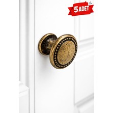 Odea Antik Sarı Dolap Düğmesi Düğmesi 5’li Paket – Vintage Metal Mobilya Kulpu, Çekmece Düğmesi