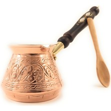 Odea Acı Serisi (Orta-14 Fl Oz) - En Kalın Masif Oyulmuş Bakır Ahşap Saplı Türk Yunan Arapça Cezve, Ocak Üstü Kahve Makinesi, Jazzve, Cezve, Ibrik, Briki, Café Turco