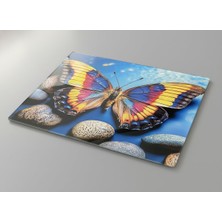 Odea Renkli Kelebek Desenli Cam Kesme Tahtası (20X30 Cm) – Kaymaz Tabanlı, Isıya Dayanıklı, Hijyenik ve Dayanıklı Mutfak Tahtası