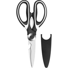 Odea 4'ü 1 Arada Çok Amaçlı Mutfak Makası, Paslanmaz Çelik, 20 Cm, Kırıcı, Açacak, Kesici, Plastik Kılıf Kapak