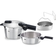 Odea Fissler Vitaquick Premium Düdüklü Tencere Set 4,5+2,5 Litre Buharlama Aparatlı